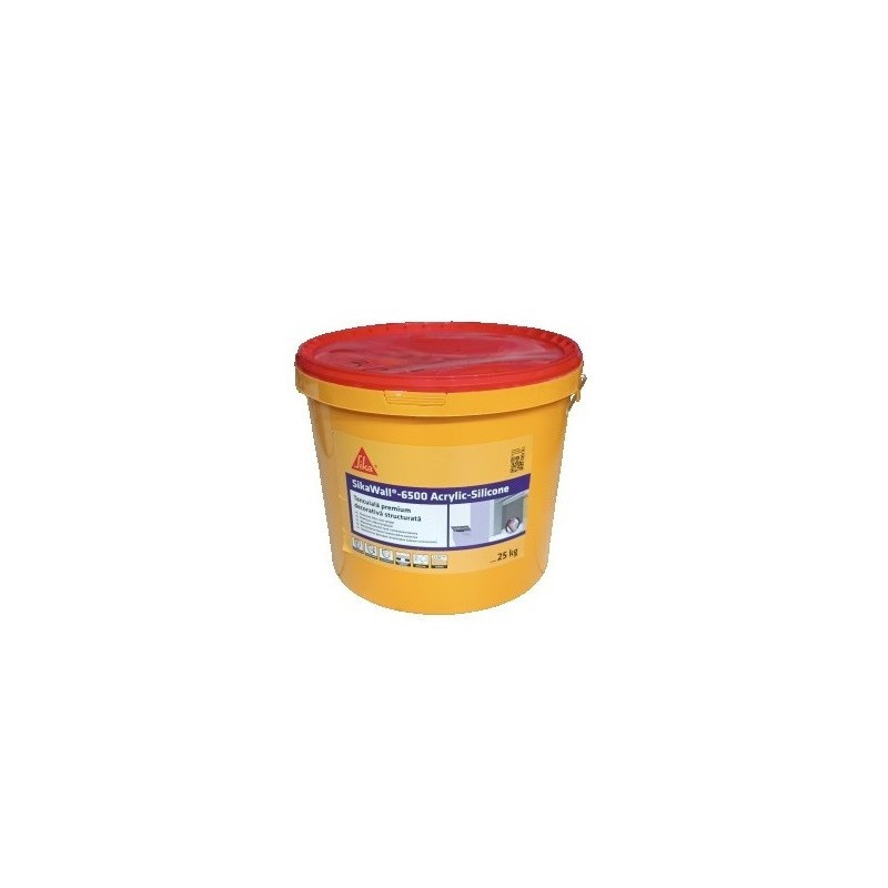 Декоративна фасадна тонкошарова штукатурка SikaWall-6500 Acrylic Silicone, біла, 25 кг